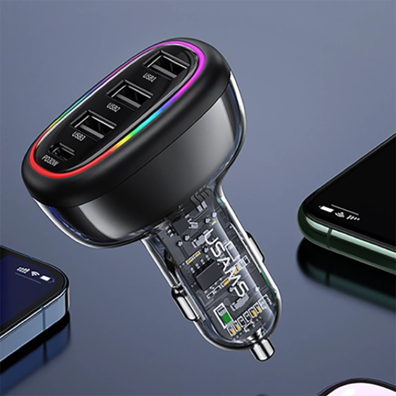 Usams Fast Car Charger With Colorful Light US-CC170